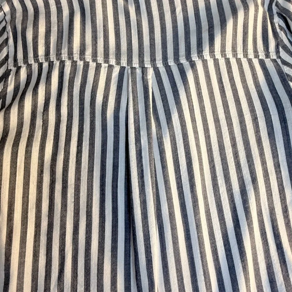 Old Navy Blue & White Striped Tunic Blouse Women's Large Long Sleeve‎ coastal